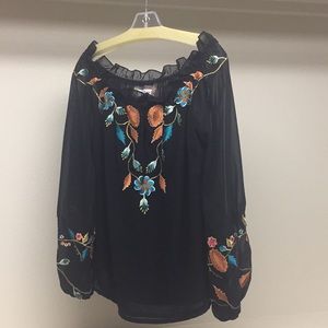 Off the shoulder embroidered blouse